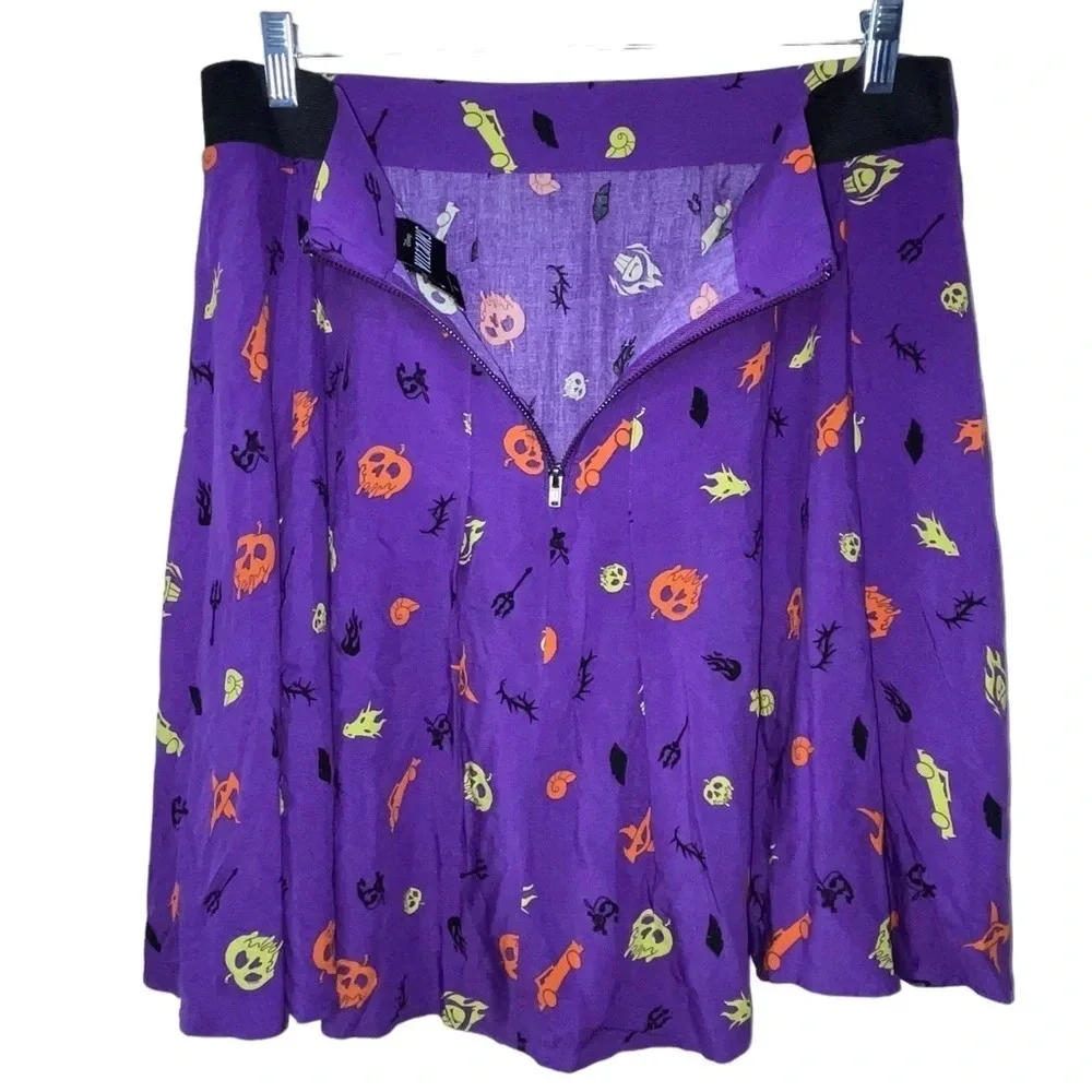 Disney Villains Torrid Halloween Women’s Mini Skater Skirt Challis Purple Size 0 - Picture 4 of 8
